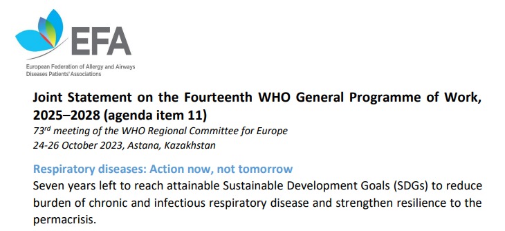 Screenshot Oct2023 Lung Health prevention joint statament WHO Regional Committee