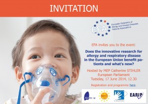 Invitation - EFA event on EU research on allergy and respiratory disease
